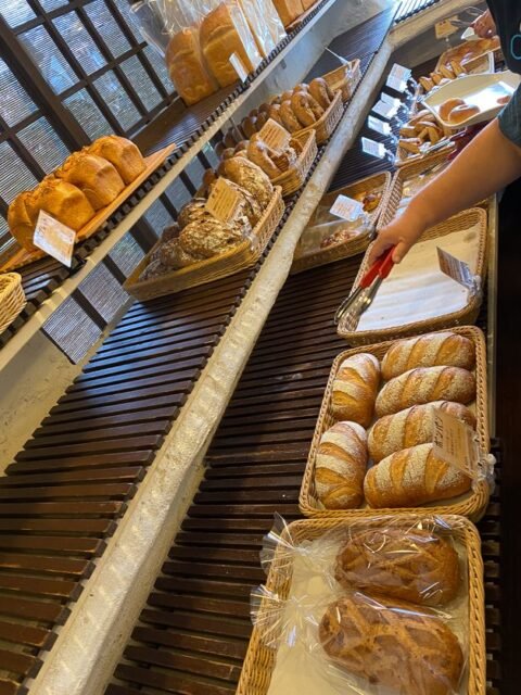 freshly baked breads at Lake Bake Café, Lake Kawaguchiko, Japan