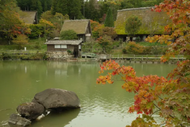 Hida no Sato pond in Takayama, Japan