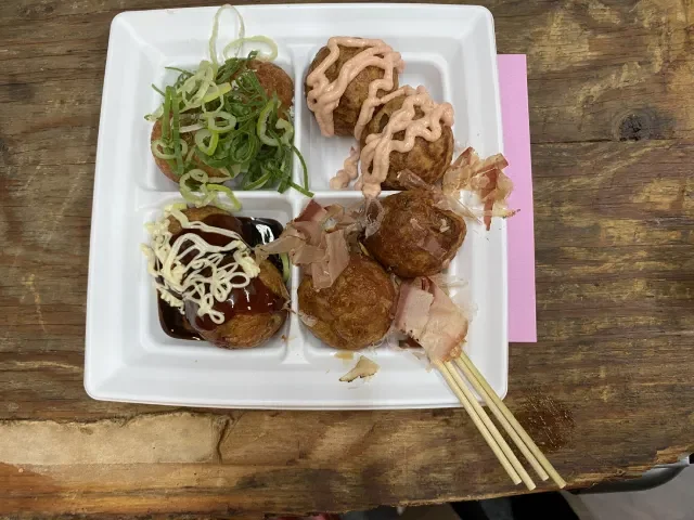 takoyaki at Kuromon Ichiba Market, Osaka, Japan