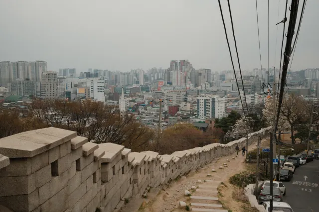 view from the Seoul City Wall Trail (Naksan Section), Seoul, South Korea
