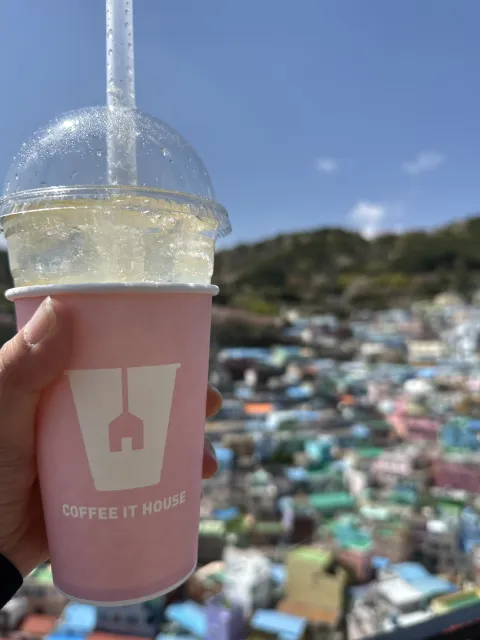 overlooking Gamcheon Village at Coffee It House, Busan, South Korea